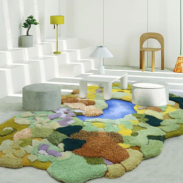 Alfombra ovalada de musgo personalizada verde - Imagen 6